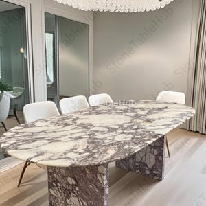 Italian Luxury Rectangular Stone Table | Calacatta Viola Marble Dining Table | Handmade Modern Marble Furniture , dining table