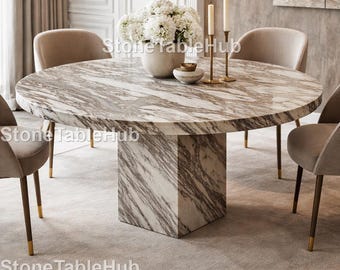 Carrara-marmeren ronde eettafel, moderne keukentafel