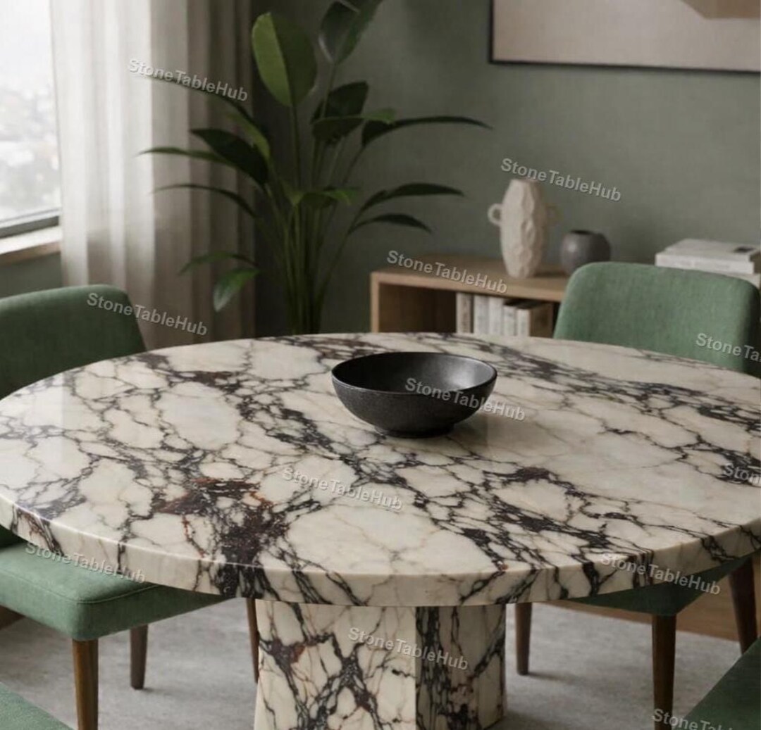 Luxury Modern Round Calacatta Marble Dining Table – Modern Luxury Stone ...