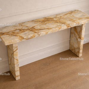Mesa consola de mármol ónix miel hecha a mano, lujo y elegancia para la entrada, sala de estar de lujo, decoración del hogar, tablero de mesa consola /