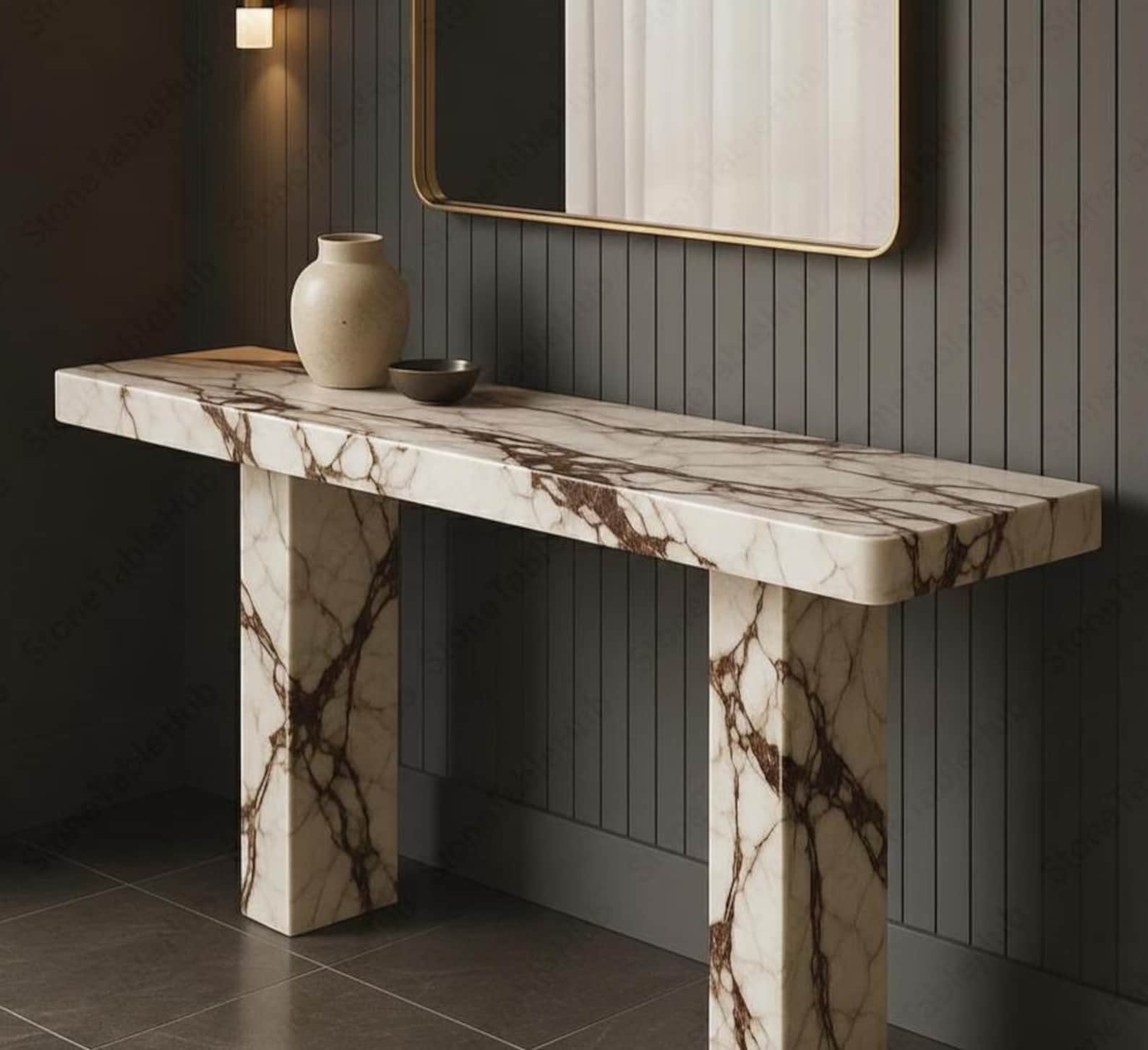 Luxury Marble Console Table Modern Hallway Entryway Table Natural ...
