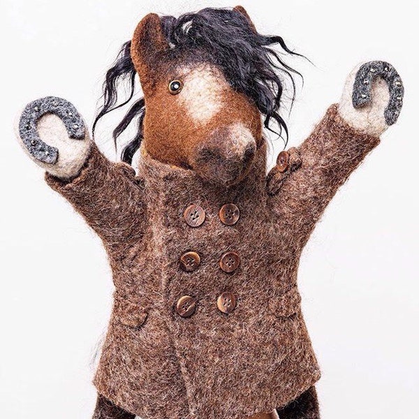 Felted horse in a jacket handpuppet video tutorial, RUSSIAN LANGUAGE/ видеокурс по коню в пальто, бибабо из войлока, русский язык