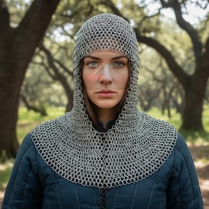 Handmade Coif, Aluminum Chainmail Hood with 10mm Butted Rings