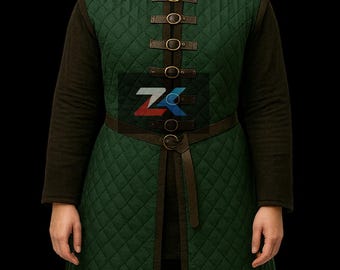 Gambesón acolchado verde - Chaqueta de armadura medieval acolchada