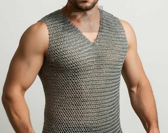 Aluminum Chainmail Shirt – Viking Sleeveless Butted Mail Armor, 10mm Rings