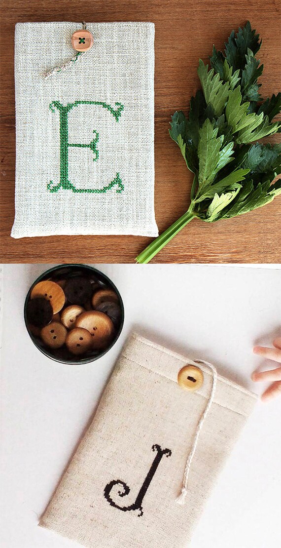 Items similar to Monogrammed iPad mini case Hand embroidered Samsung Galaxy Kindle Fire