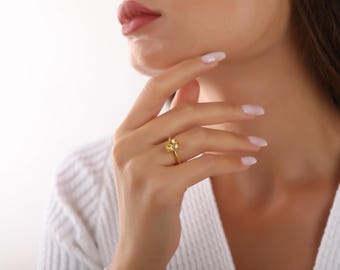Anillo ovalado de citrino, anillo de piedra natal de noviembre, joyería de piedra natal, anillos de plata de ley 925 para mujer, joyería minimalista, anillos para mujer