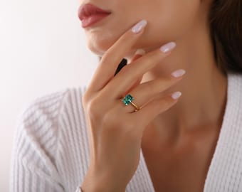 Anillo Radiante Paraiba, Joyería de Piedra Natal, Anillos para Mujer, Anillos de Plata de Ley 925 para Mujer, Joyería Minimalista, Anillo Apilable, Regalo para Ella