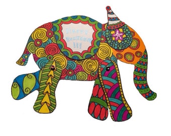 Downloadable Color Your Own - Elephant Card