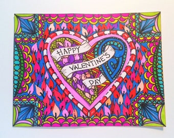 Downloadable Color Your Own - Valentine's Day Card