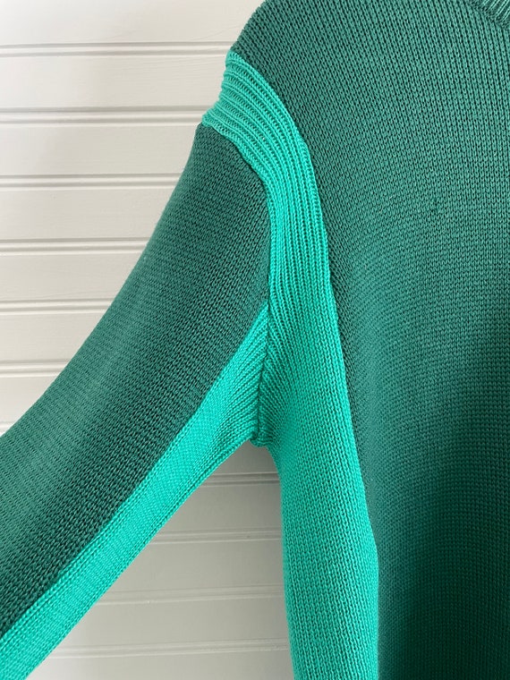 Vintage Green Teal Sport Sweater - image 3