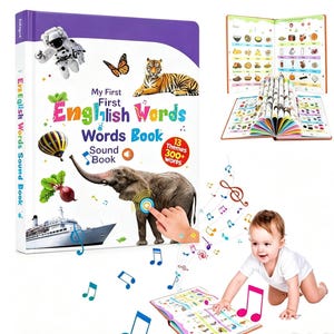 Juguete educativo para niños pequeños, alfabeto y números ABC, animales que hablan, más de 470 palabras, música, estimulación sensorial para el autismo, regalo para el aprendizaje del habla para bebés.