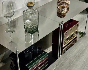 Double Modular Stainless Steel Shelf | 2 Single Tier Shelves Side by Side | Modern Metal Shelf
