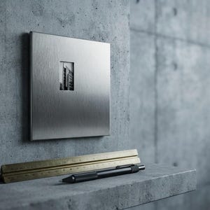 Magnetisk fotoram i borstat rostfritt stål, industriell Y2K-silver heminredning