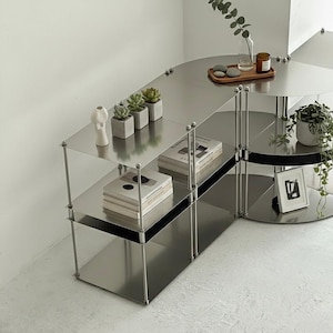 Estantería metálica modular minimalista MoUnitdular: estantería metálica modular para el hogar o el estudio de acero inoxidable