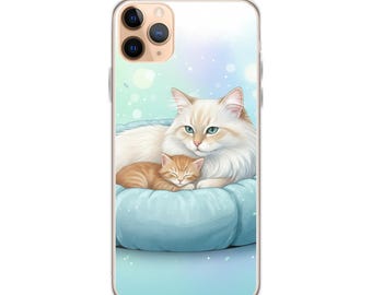 Funda para iPhone con diseño de gato: divertida y encantadora funda protectora para móvil con diseño de gatitos.
