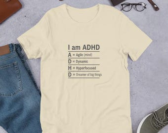 Camiseta unisex con neurodiversidad y TDAH: divertida, hiperconcentrada, fuerza y gráficos positivos
