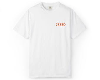 Camiseta con logo Audi bordado, camiseta Audi F1 Racing bordada en el pecho, regalo para aficionados a la Fórmula 1, camiseta de automovilismo.
