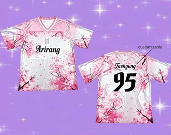 Y2K Custom Football Crop Top, Kpop ARMY Fan Jersey, Stylish Outfit