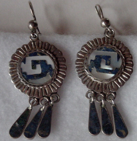 Antique Mayan Silver Chandelier Earrings