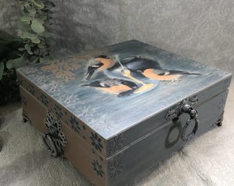 Handmade Wooden Tea Box-Birds
