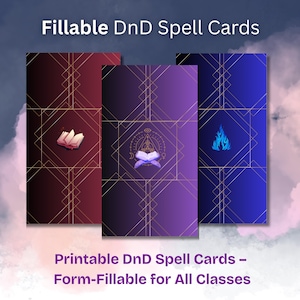 Fillable DnD Spell Cards: All Classes, Tarot Size (PDF Printable)