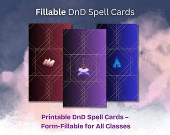 Cartas de hechizos DnD rellenables: todas las clases, tamaño Tarot (PDF imprimible)
