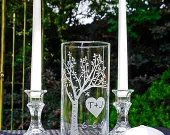 Wedding Unity Ceremony Candle Set- Blooming  Sweetheart Tree with Floating Candle. **Taper Candles and Candle Holders Optional**