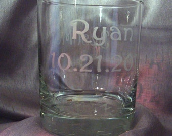 Set of 4 - Custom Etched Hi-Ball Glass for Weddings, Birthdays or other Special Occasions