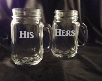 Personalized Custom Mason Mug Wine Glasses - Mason Jar Mugs - Rustic Redneck Wine Glass - Wedding Toasting Glasses - Mason Jar