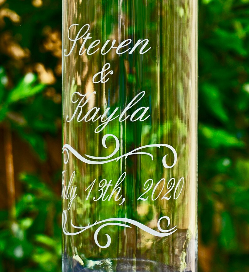 Personalized Etched Glass Wedding Unity Candle Vase w/ Etsy