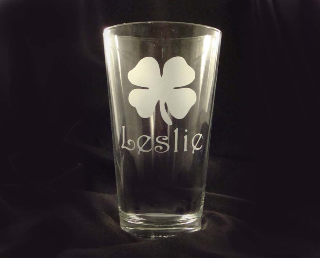 Custom Etched Shamrock Pint Glasses Set of 5 Irish Pub Etsy