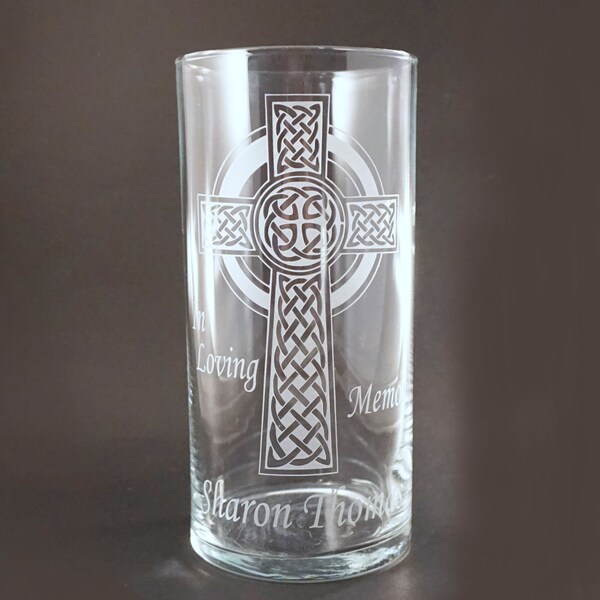 Custom Wedding Memorial Candle - Celtic Cross Memorial Candle Vase w/ Floating Candle - Personalized Memorial Vase - Loved Ones In Heaven