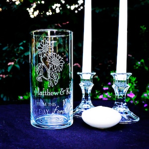 Custom Wedding Unity Candle Vase - Sunflower Wedding Unity Candle Vase with Floating Candle. **Taper Candles and Candle Holders Optional**