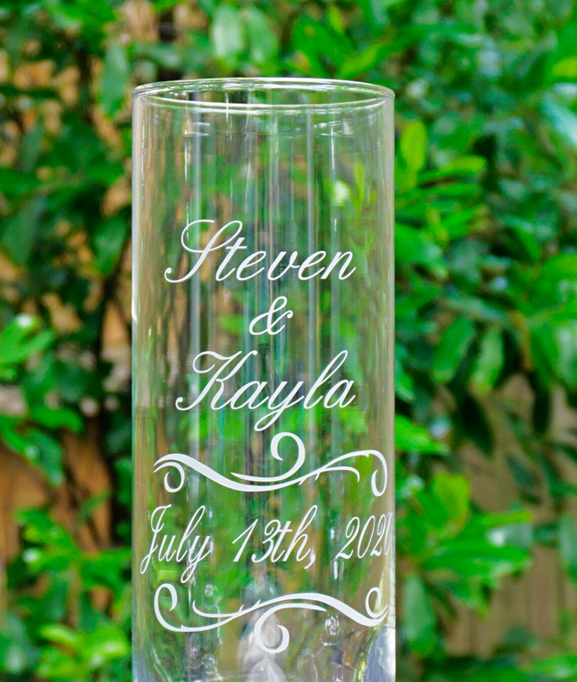 Personalized Etched Glass Wedding Unity Candle Vase w/ Etsy