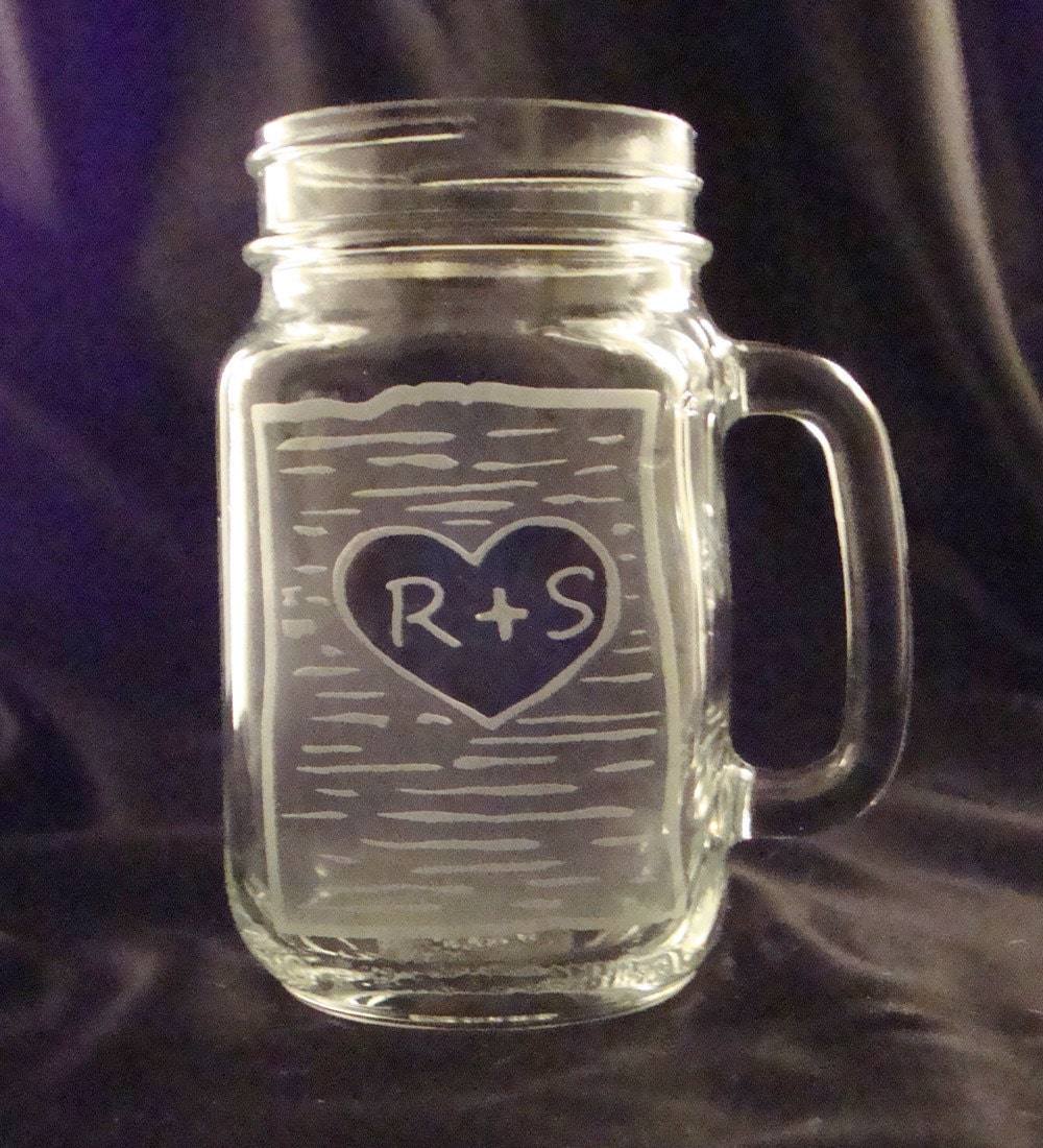 Etched Mason Jar Mugs Set of 2 Birch Tree With Your Etsy
