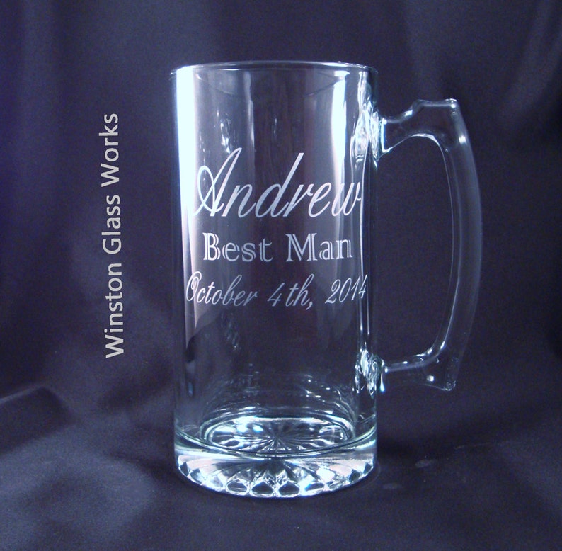 Etched Glass MEGA Beer Mugs for Your Wedding Party Set of 4 Etsy UK