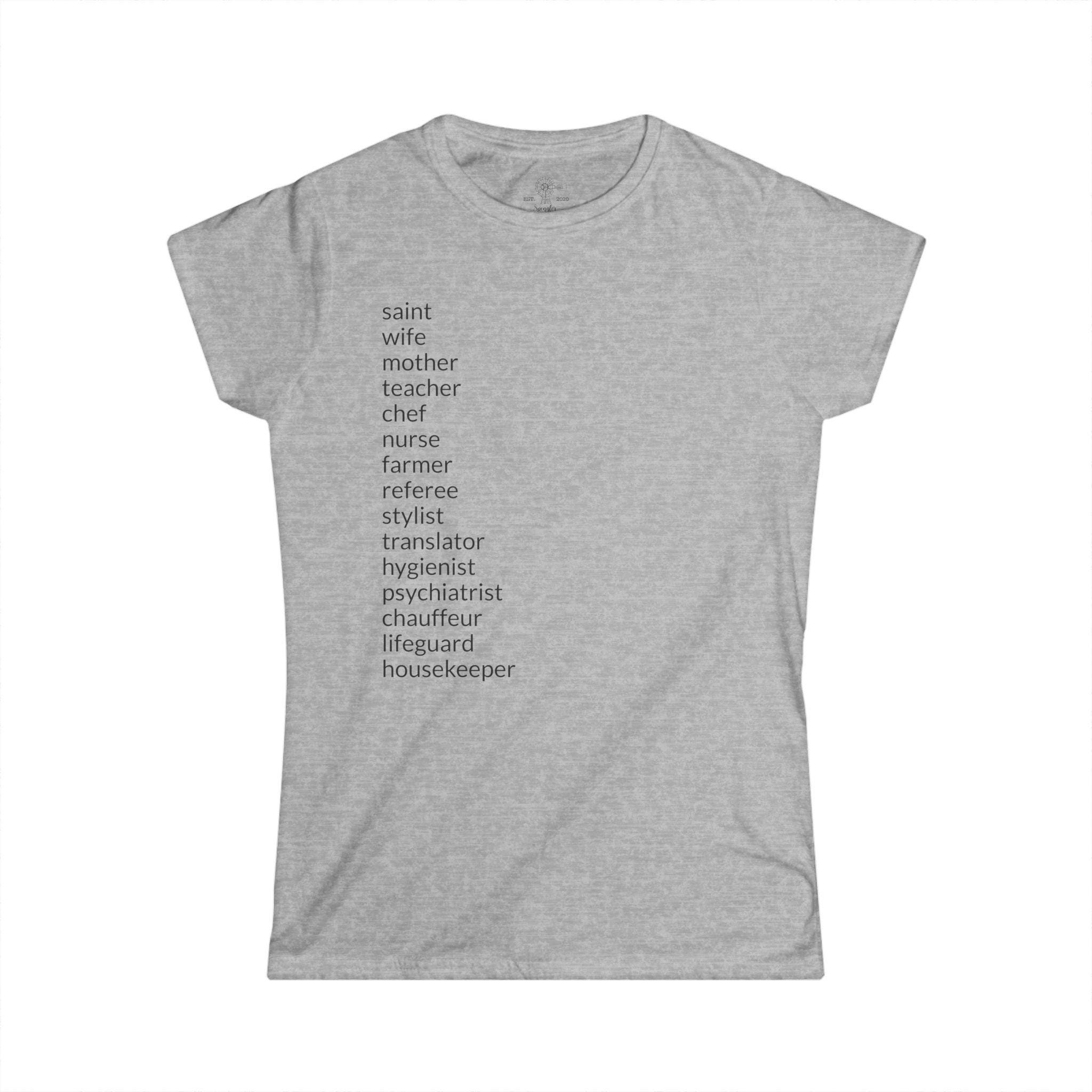 Mom's Roles T-Shirt: Wife, Nurse, Teacher, & More - View 5