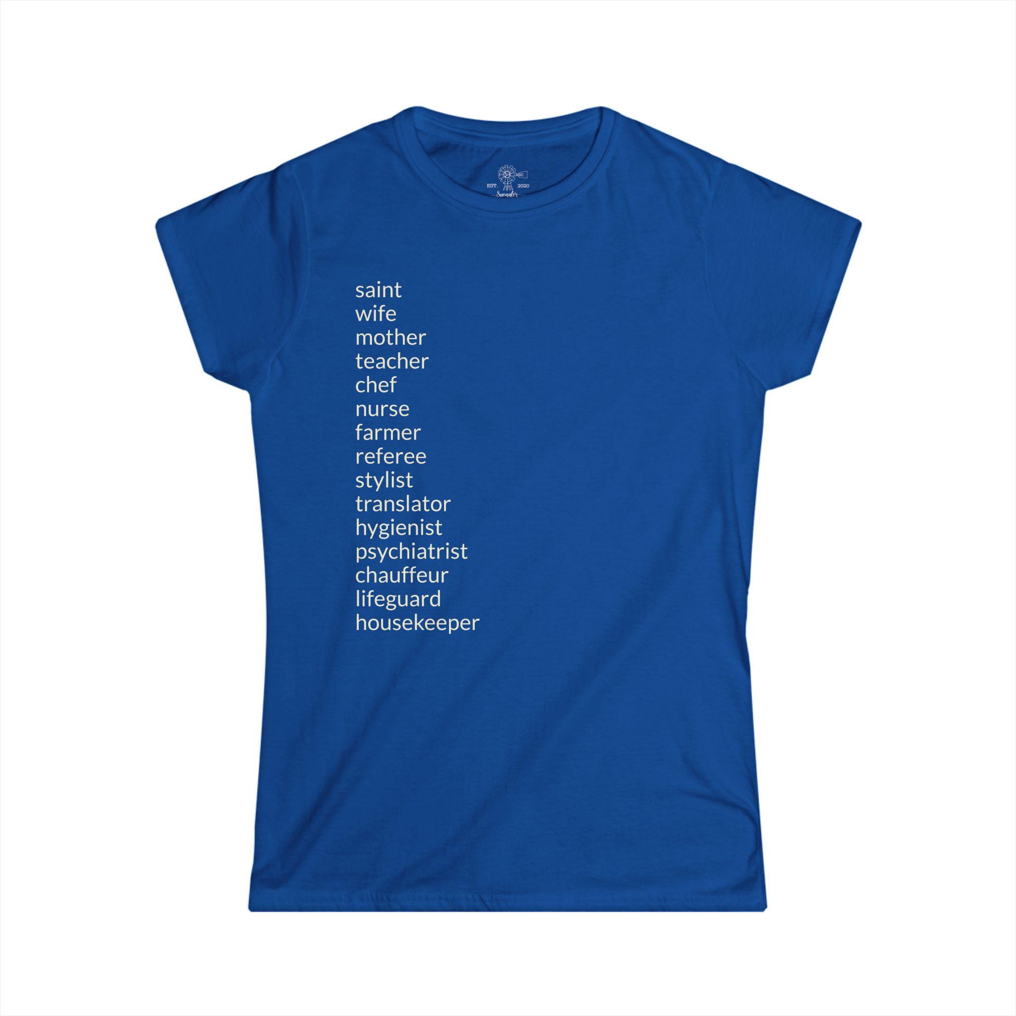 Mom's Roles T-Shirt: Wife, Nurse, Teacher, & More - View 9