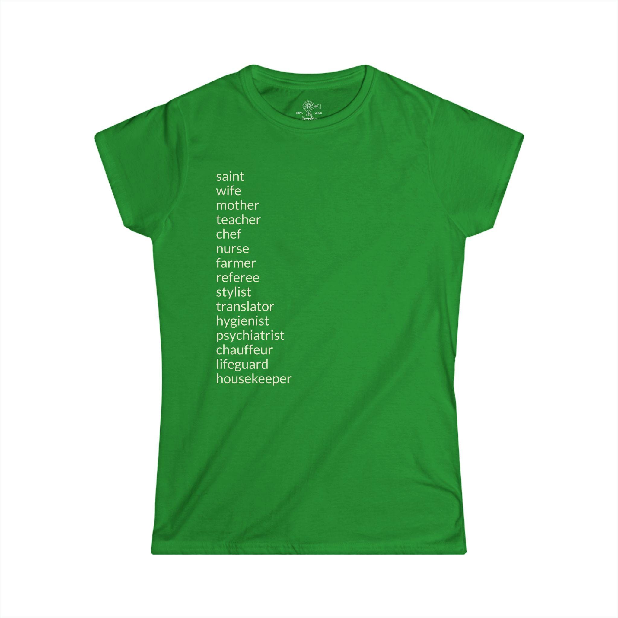 Mom's Roles T-Shirt: Wife, Nurse, Teacher, & More - View 6