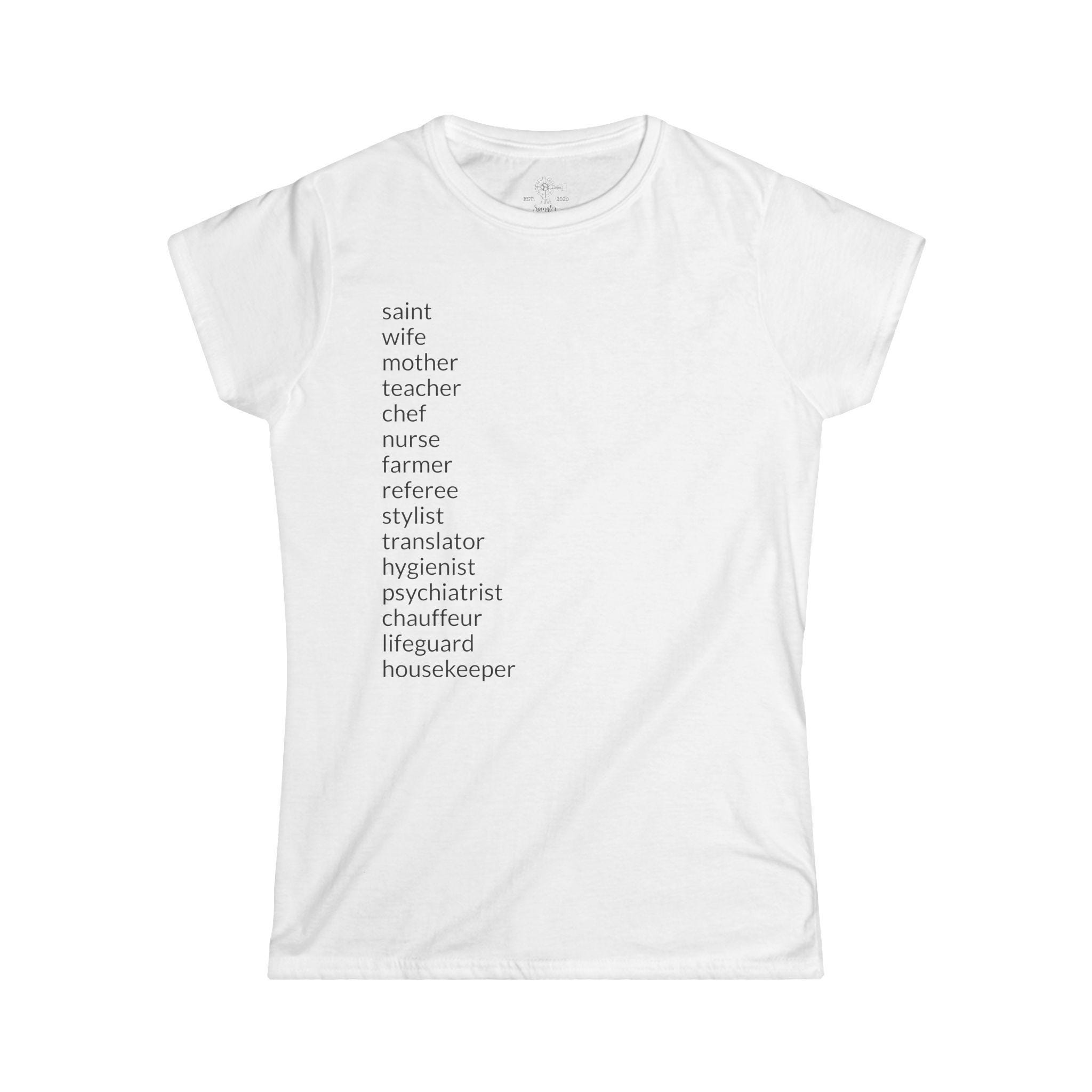 Mom's Roles T-Shirt: Wife, Nurse, Teacher, & More - View 3