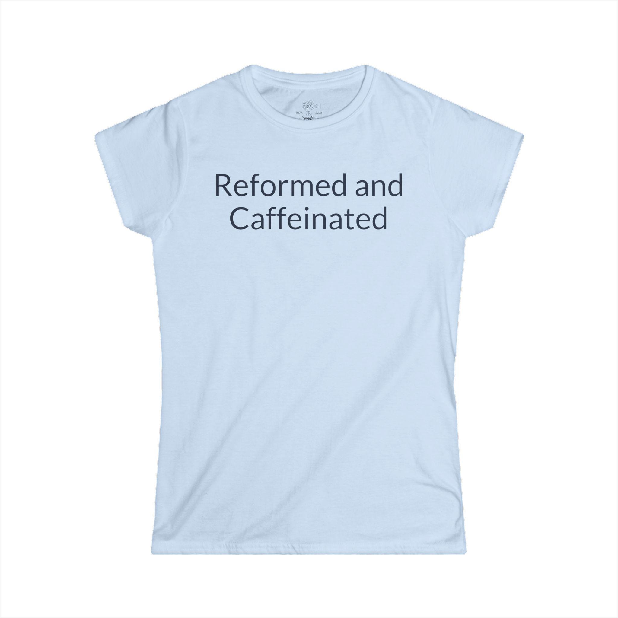 Reformed and Caffeinated T-Shirt | Funny Theological/Coffee Tee - View 8