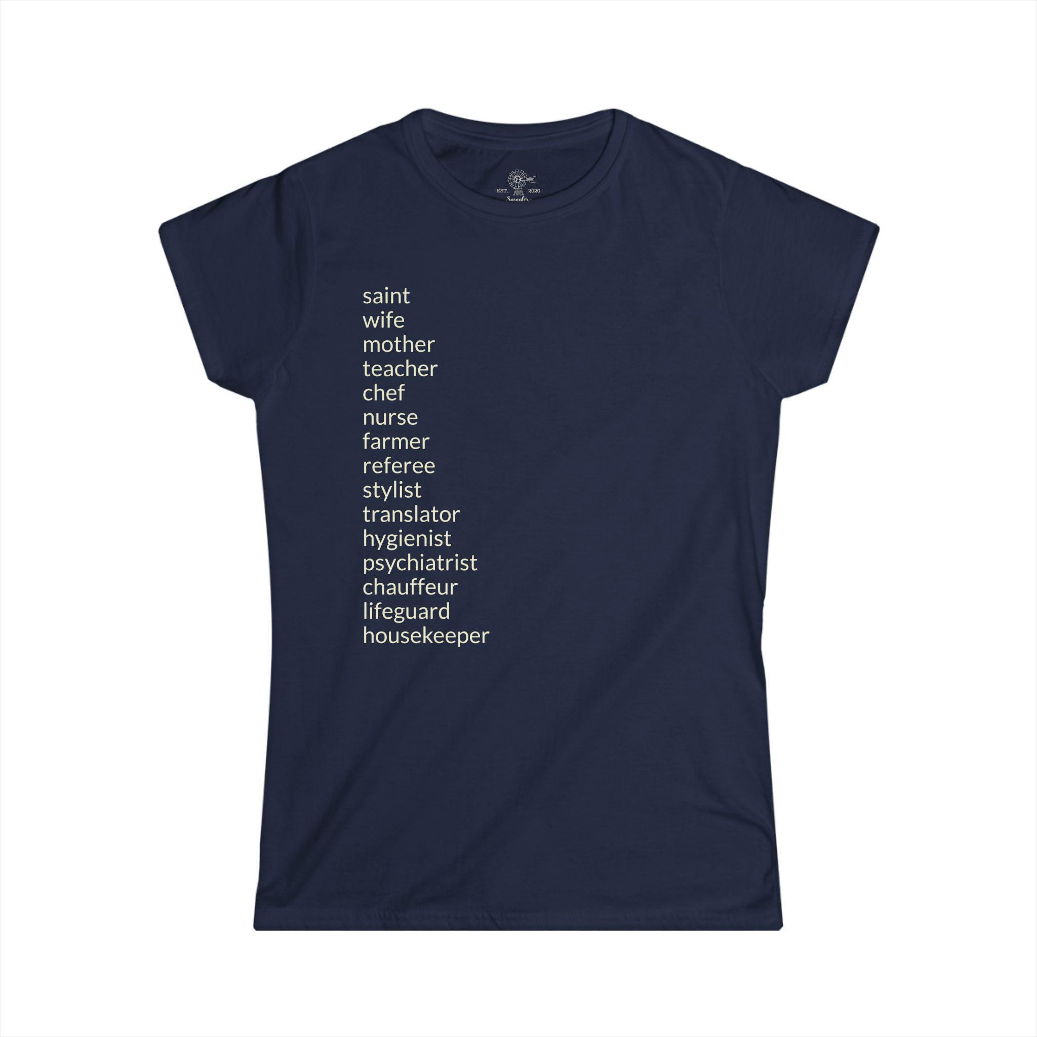 Mom's Roles T-Shirt: Wife, Nurse, Teacher, & More - View 10