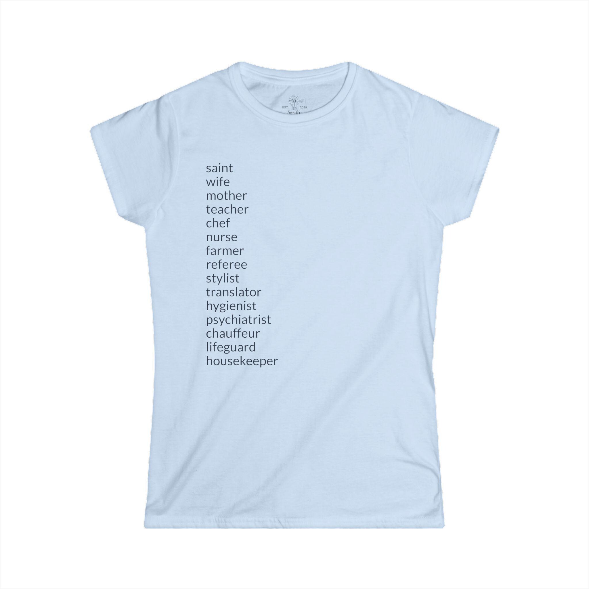 Mom's Roles T-Shirt: Wife, Nurse, Teacher, & More - View 7