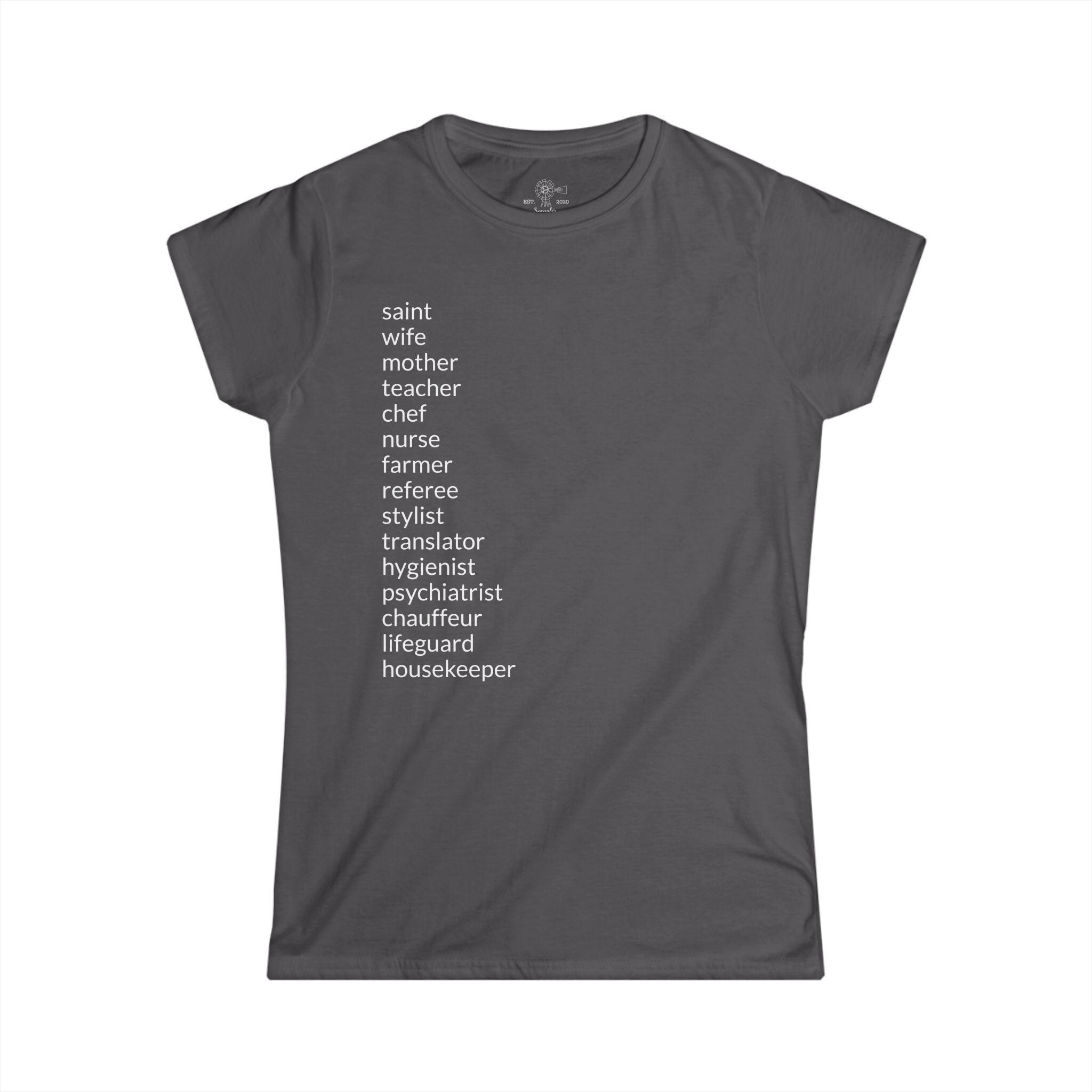 Mom's Roles T-Shirt: Wife, Nurse, Teacher, & More - View 8