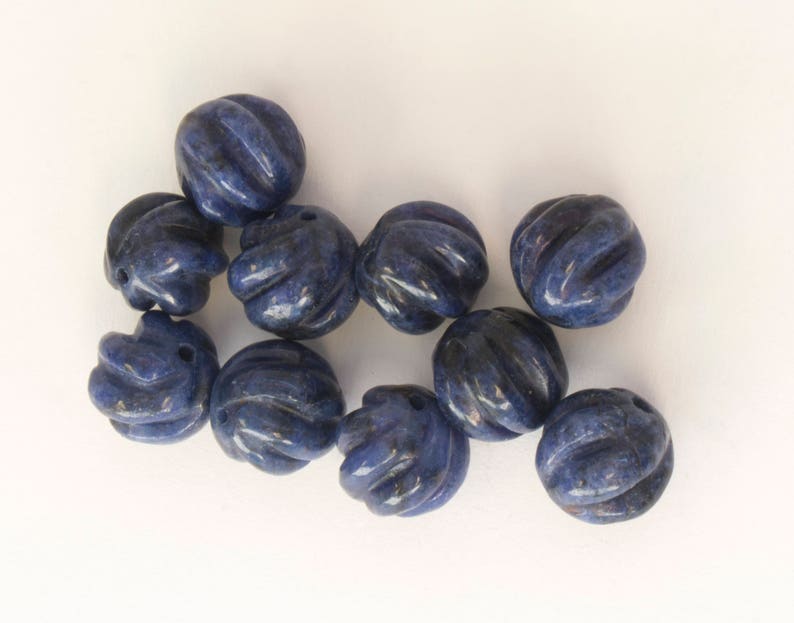 Set of 10 Sodalite Carved Beads