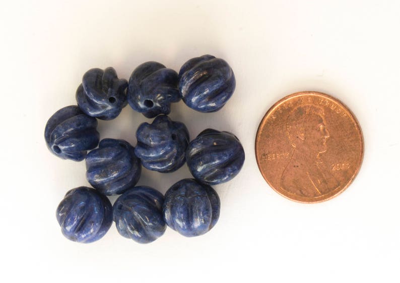 Set of 10 Sodalite Carved Beads