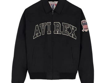 AVIREX A-2 Icon Cotton Twill Jacket – Embroidered Front Logo & Signature Logo Patches