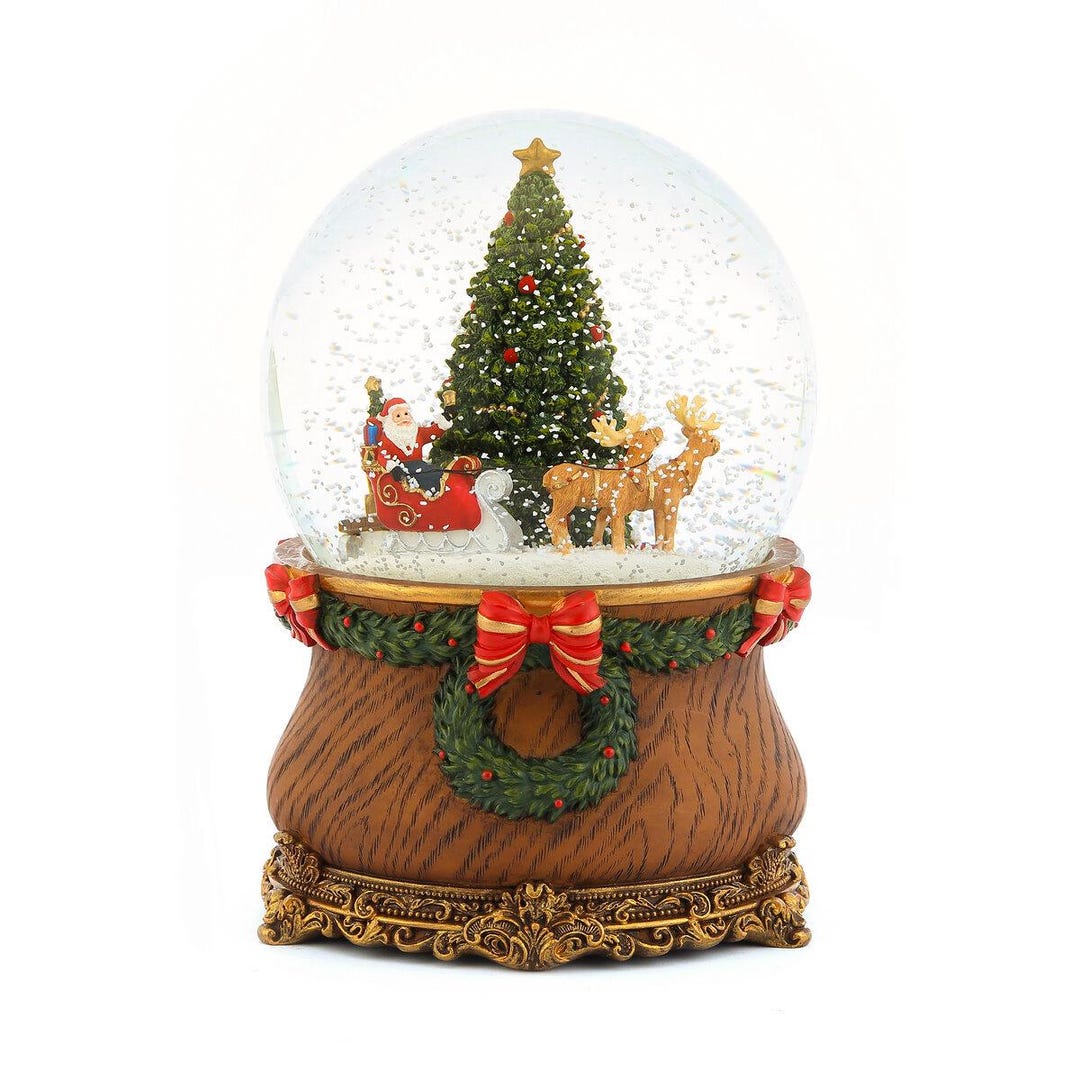 Large Classic Musical Christmas Snow Globe With Santa Claus and ...