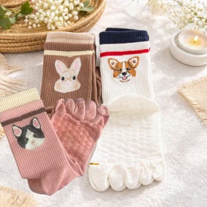 Calcetines antideslizantes de algodón para yoga, pilates y mascotas, para mujer. Ideales para amantes de las mascotas, perros, conejos y gatos.